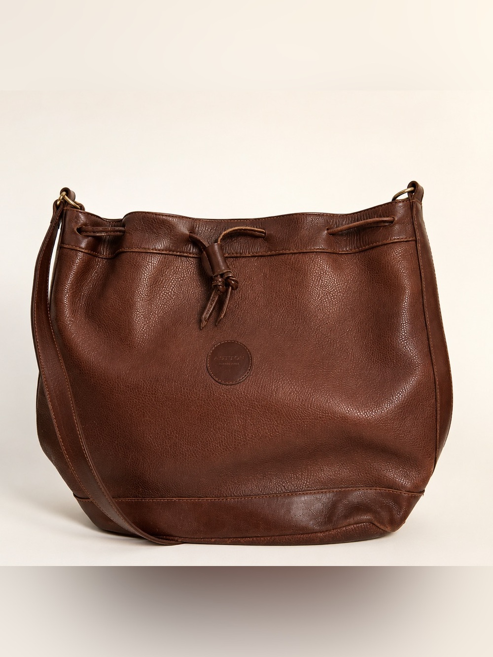 Vintage Astton Buenos Aires Brown Argentine Leather Bucket Shoulder Bag